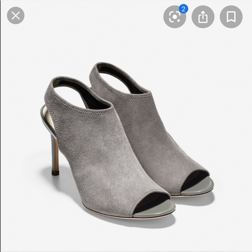 EUC Cole Haan Grey Open Toe Nene Bootie Heels